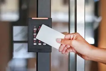 Access control keycard and keypad.
